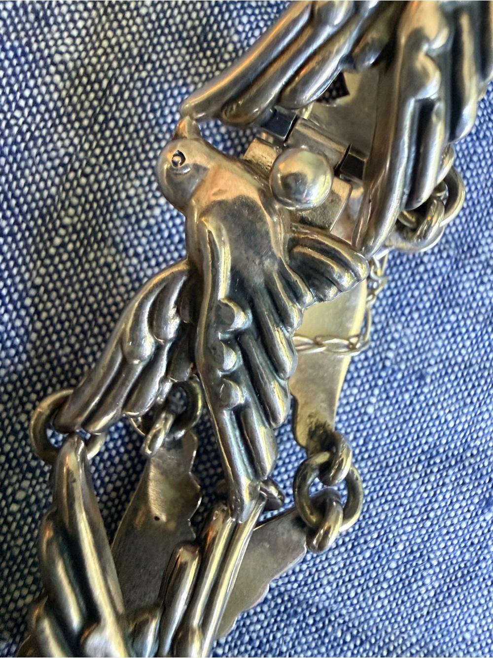 VTG Taxco .950 Doves in Flight Bracelet Melesio Rodriguez Villalba 50g #5622 - Picture 4 of 8
